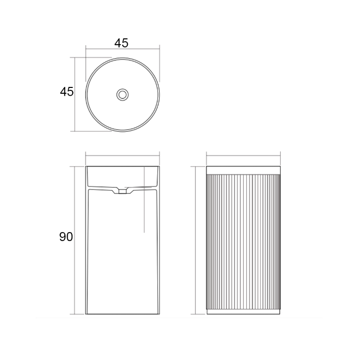 Dea Design Pedestal Basin Раковина 45х45х90см., напольная, без отв., Solid Surface, цвет: White №18