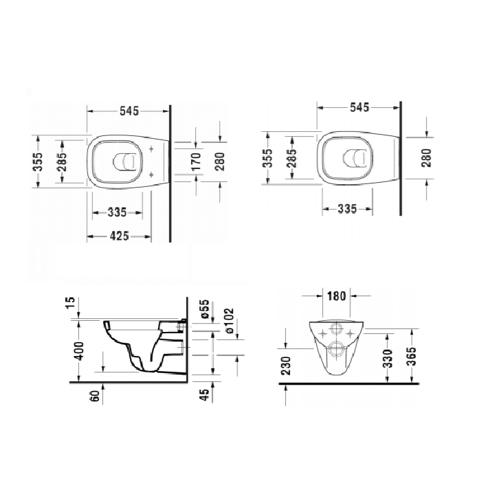 Duravit D-Code Унитаз 35.9х54.5х41см., подвесной, безободковый, с сиденьем микролифт, цвет: белый глянцевый