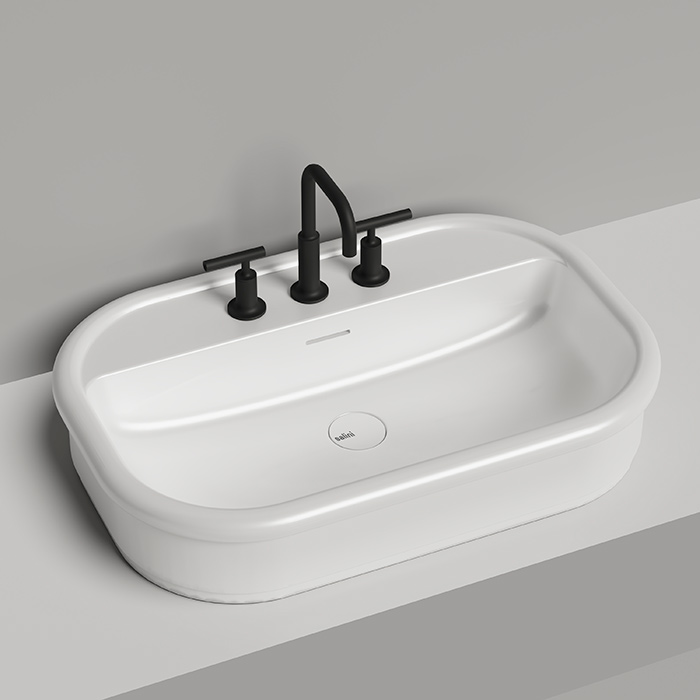 Salini Opera Раковина 75х50х16см., накладная, 3 отв., S-Sense, цвет: белый глянцевый