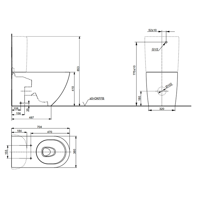 TOTO NC Унитаз моноблок 38x70cм, безободковый, tornado, CeFiONtect, cиденье Washlet, цвет: белый