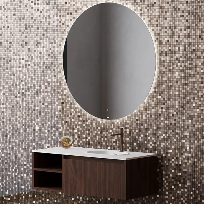 Salini Зеркало для ванны OMBRA 90х2.5см., круглое, с LED подсветкой, влагостойкое AGC Сrystalvision, сенс. выкл., крепления, обогрев, антизапот.