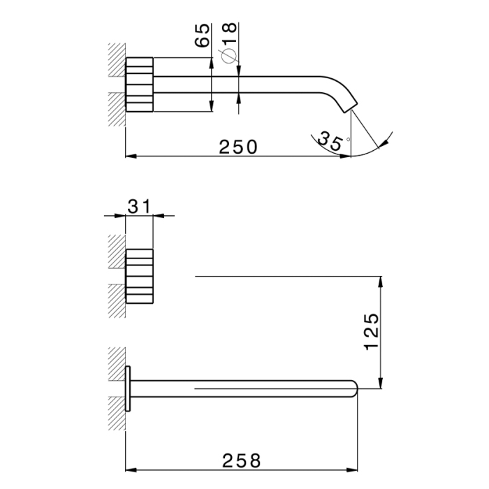 Cisal X32 Смеситель для раковины, настенный, цвет: Brushed Stainless Steel/Marble Marquina