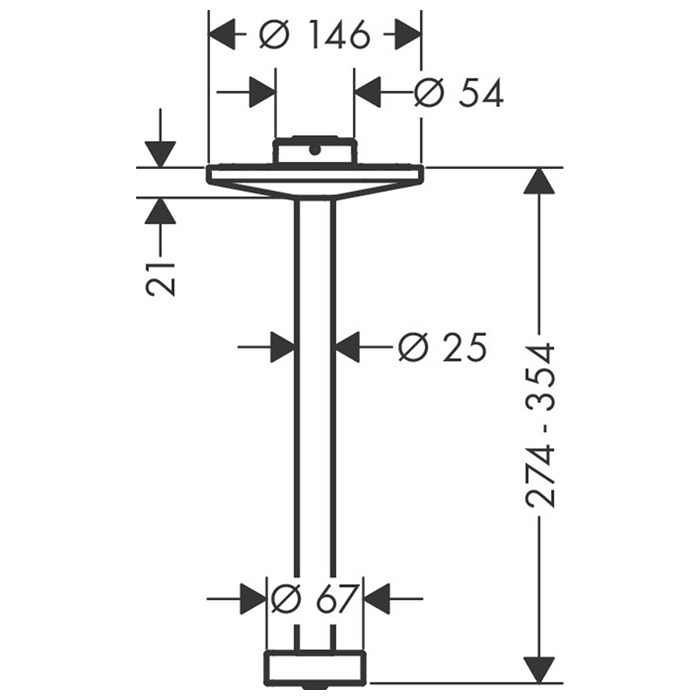 Axor One Потолочное подсоединение 300 мм для верх.душа 2j, цвет: черный матовый