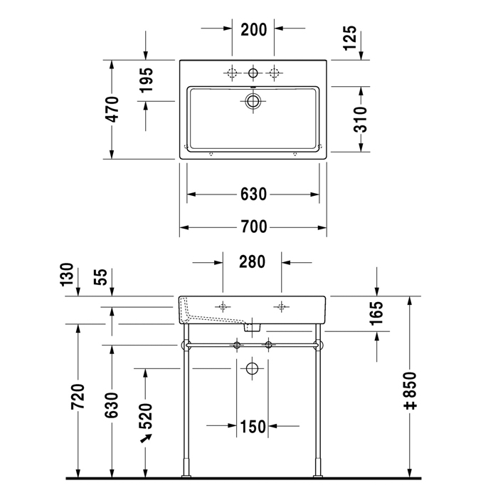 Duravit Vero Раковина накладная 70x47см, с 1 отв., покрытие WonderGliss, с переливом, цвет: белый