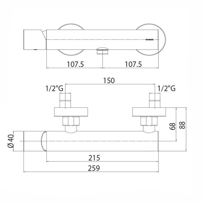 Bossini Oki Смеситель для душа, наружный с выходом на 1/2”, цвет: золото