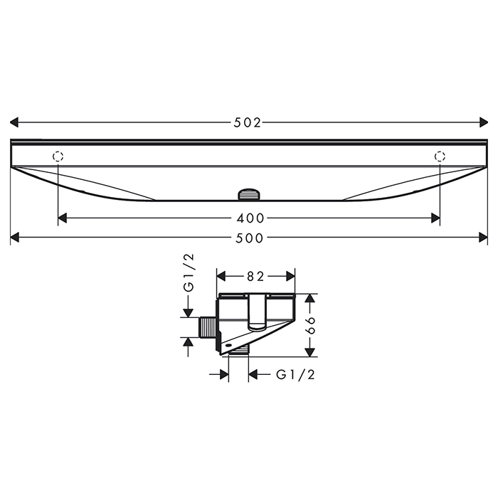 Hansgrohe FixFit Вывод воды с держателем ручного душа справа, с полкой 500х80мм, цвет: хром