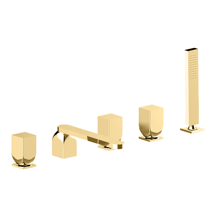 Cisal Hi-Rise Смеситель на борт ванны, 5 отв., с ручным душем, цвет: Gold Brushed