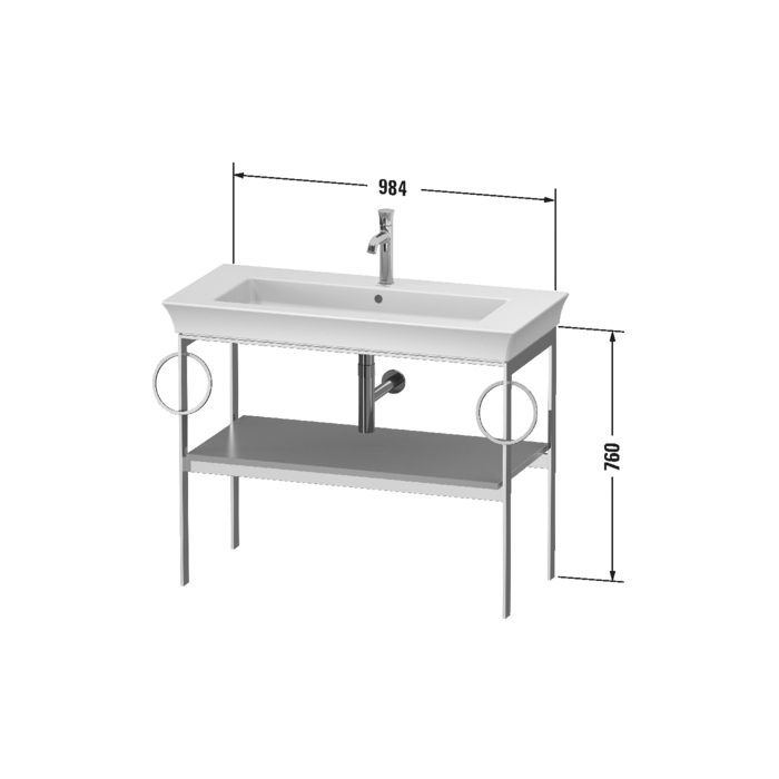 Duravit White Tulip Металлическая консоль 98.4x45х76см., напольная, 1 дерев. полка, 2 п/держ., цвет: Nordic White HighGloss
