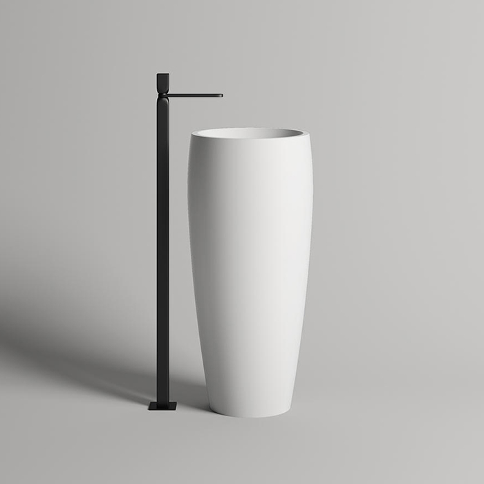 Salini Armonia 203 Раковина напольная 47х47х90cм., без отв., без перелива, донный клапан "Up&Down", материал: S-Sense, цвет: глянцевый белый