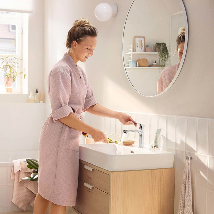 Hansgrohe Rebris S Смеситель для раковины, 1 отв., CoolStart, EcoSmart+, с донным клапаном, цвет: хром