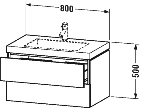 DURAVIT L-Cube Тумба с раковиной 80х55см., фронтом, подвесная, цвет: Дуб кашемир