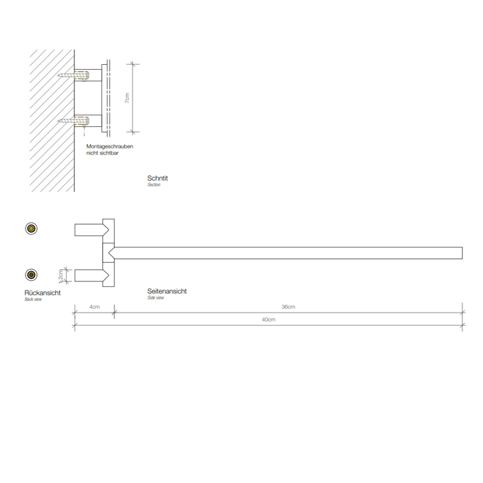 Decor Walther Mikado HTE20 Полотенцедержатель 20см, подвесной, цвет: черный матовый