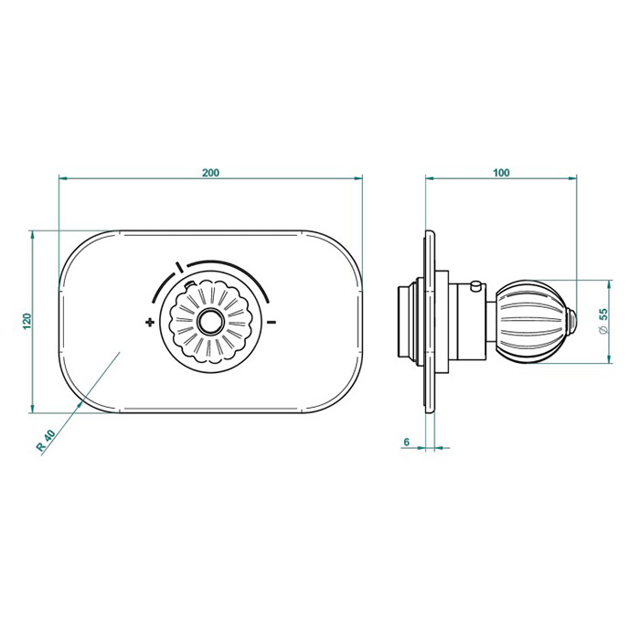  THG Mandarine metal Смеситель для душа встраиваемый, термостатический, внешняя часть, цвет: хром/золото
