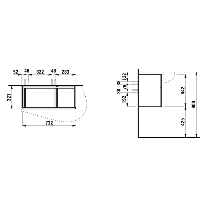 Laufen Alessi One Тумба подвесная с раковиной 90x50см, с 1 ящиком, натуральный шпон, цвет: орех