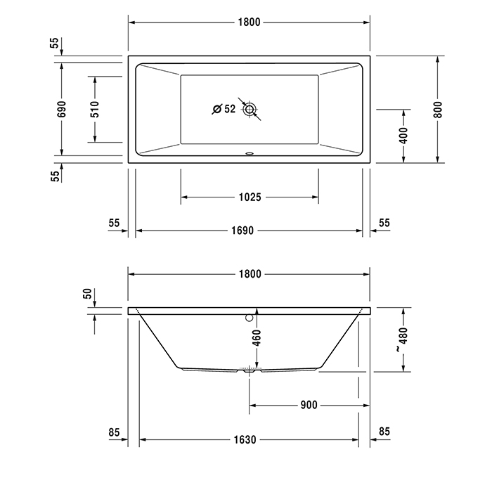 Duravit Vero Air Ванна 180x80см, встраиваемая, Air-System, цвет: белый