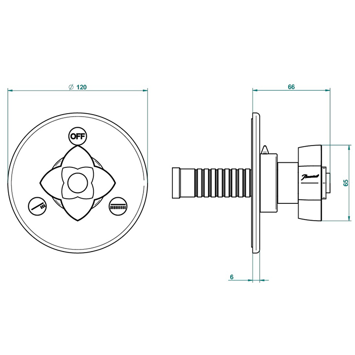 THG Pétale de cristal bleu Переключатель встраиваемый, внешняя часть, цвет: хром