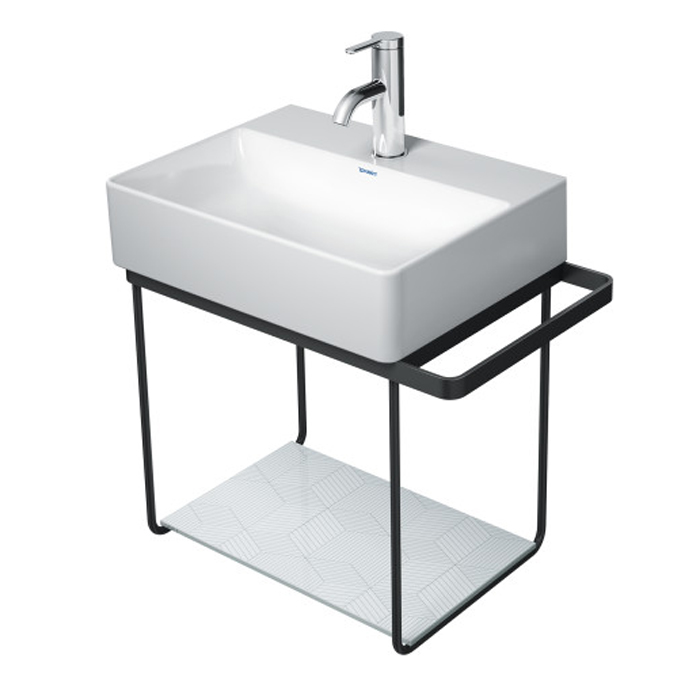 Duravit DuraSquare Металлическая консоль подвесная 51.6х33.3см, с раковиной на 1 отв., 073245 и полкой , высота регул.+5см,п/д левый/правый хром