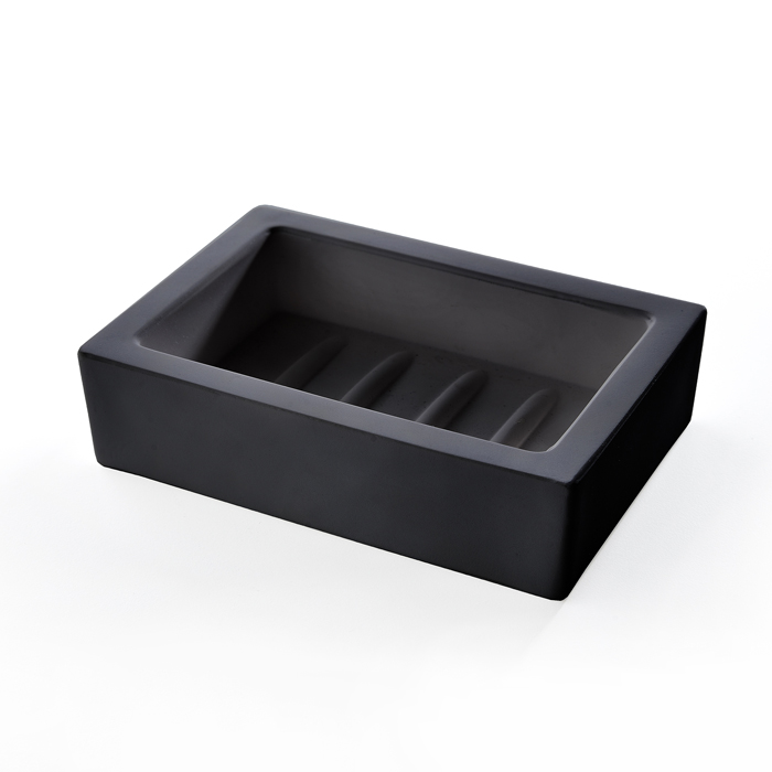 3SC Mood Black Мыльница настольная, композит Solid Surface, цвет: чёрный матовый 
