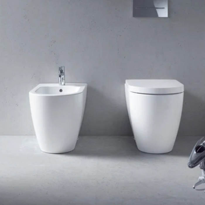 Duravit Me by Starck Биде напольное приставное 37х60см., с 1 отв., с креплением,  с WonderGliss, цвет: белый