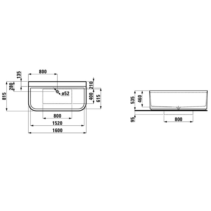 Laufen Sonar Ванна 160x81.5х46см, пристенная, с слив-переливом, материал: композит, цвет: белый