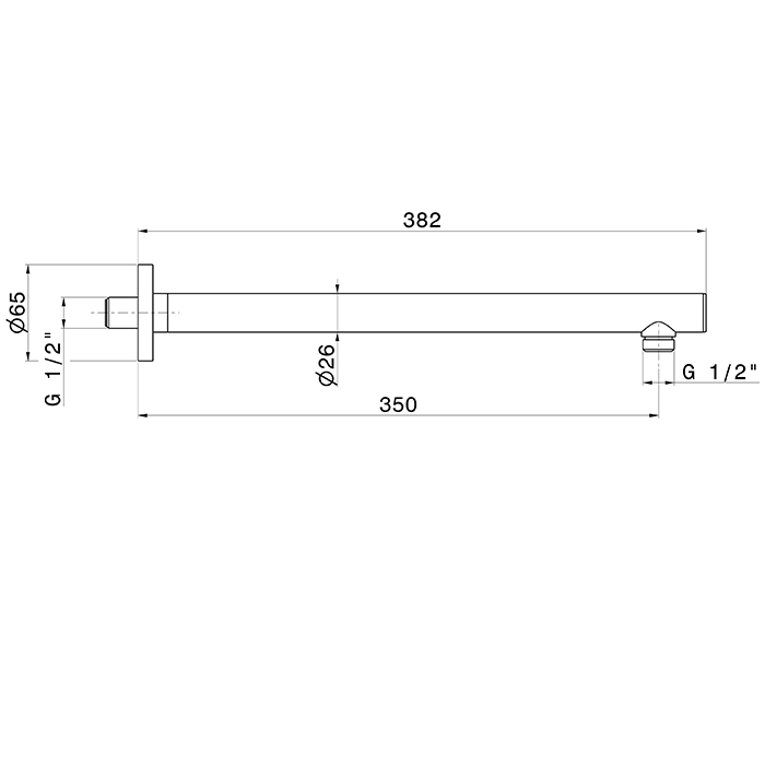 Newform Head Showers Душевой кронштейн 35см, настенный, закругленный, цвет: черный матовый