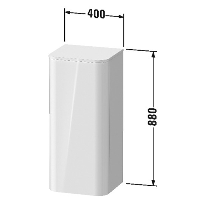 Duravit Happy D.2 Plus Пенал подвесной 88x40x36см 1 дверь, 2 стекл. полки, DX, цвет: белый глянцевый