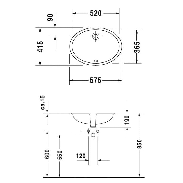 Duravit 1930 Раковина встраивания снизу, с переливом, цвет: белый