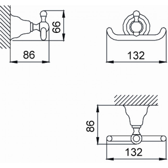 HUBER Croisette Крючок двойной, подвесной, цвет: бронза