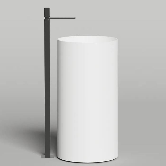 Salini Armonia Round 01 Раковина напольная 45х45х90см., мат-л: S-Stone, слив в стену, цвет: белый матовый