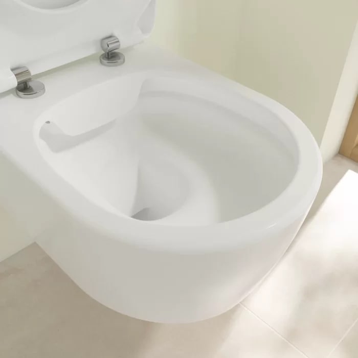 Villeroy&Boch Avento Унитаз 37х53х31см.,подвесной, безободковый, в комплекте сиденье SlimSeat с микролифтом, цвет: альпийский белый