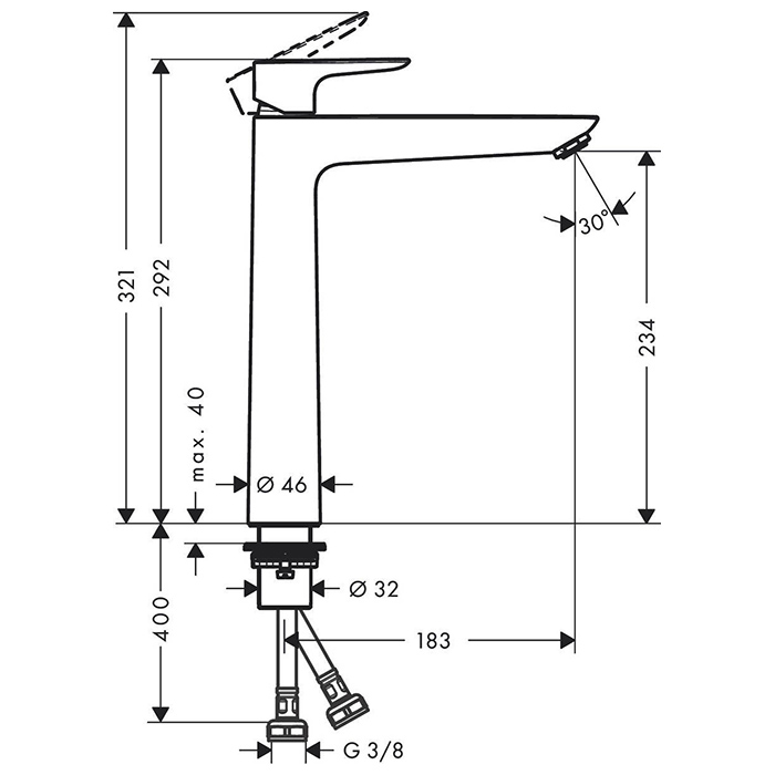 Hansgrohe Talis E Смеситель для раковины, 1 отв., без донного клапана, цвет: шлифованная бронза