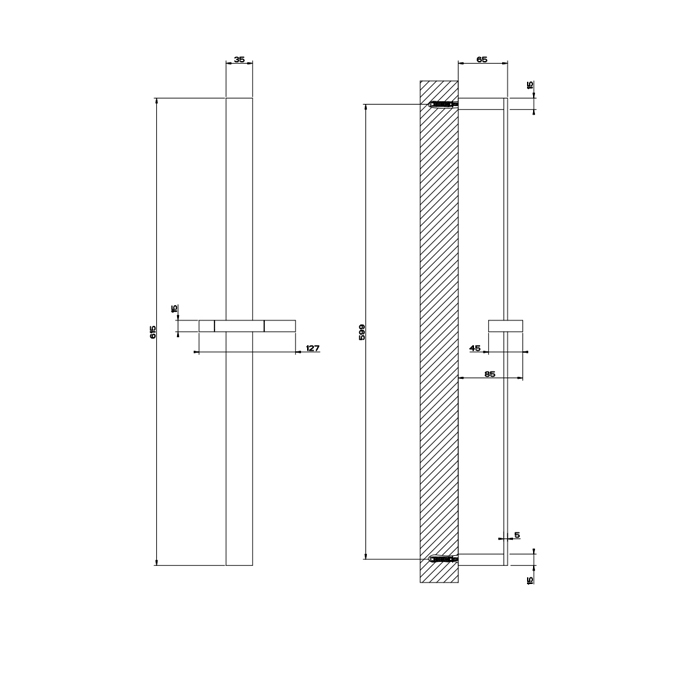 Gessi Rettangolo Душевая стойка без душевого комплекта, цвет: Black XL