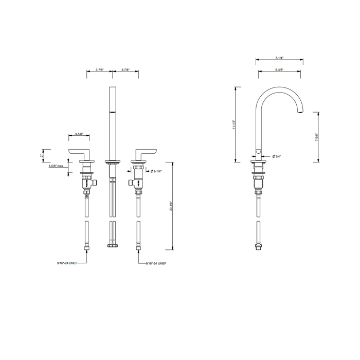 Fantini Icona Deco Смеситель для раковины на 3 отверстия, высота излива 194 мм., цвет: Nickel PVD
