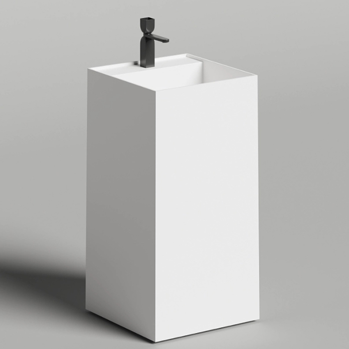 Salini Armonia Square TOP 01 Раковина напольная 45х45х90м., с 1 отв., мат-л: S-Stone, цвет: белый матовый
