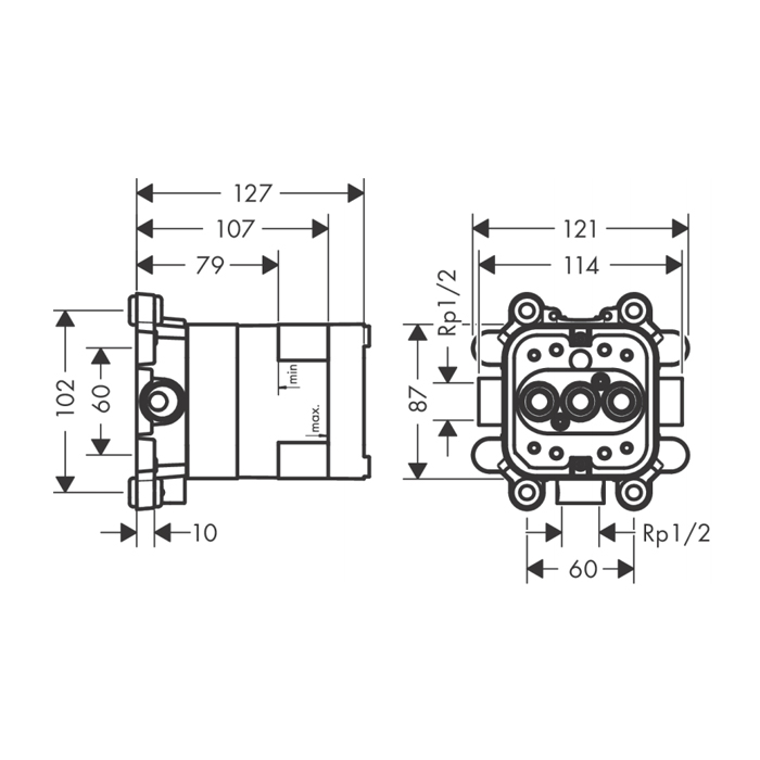 Axor Universal Shower Скрытая часть верхнего душа 2jet