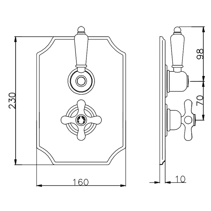 CISAL Arcana Toscana Термостатический смеситель с переключателем, цвет: золото/белый
