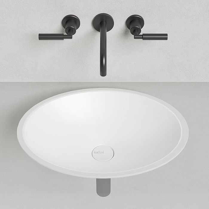 Salini Marea 11 Раковина врезная снизу 55х40х13.5см., без отв., без перелива, мат-л: S-Sense, цвет: белый