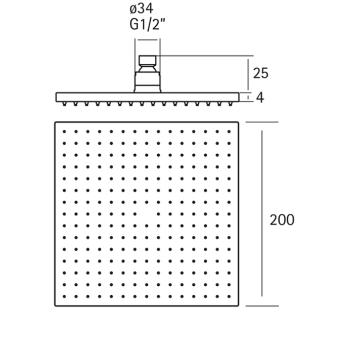 Cisal Shower Верхний душ 20х20см., цвет: нержавеющая сталь