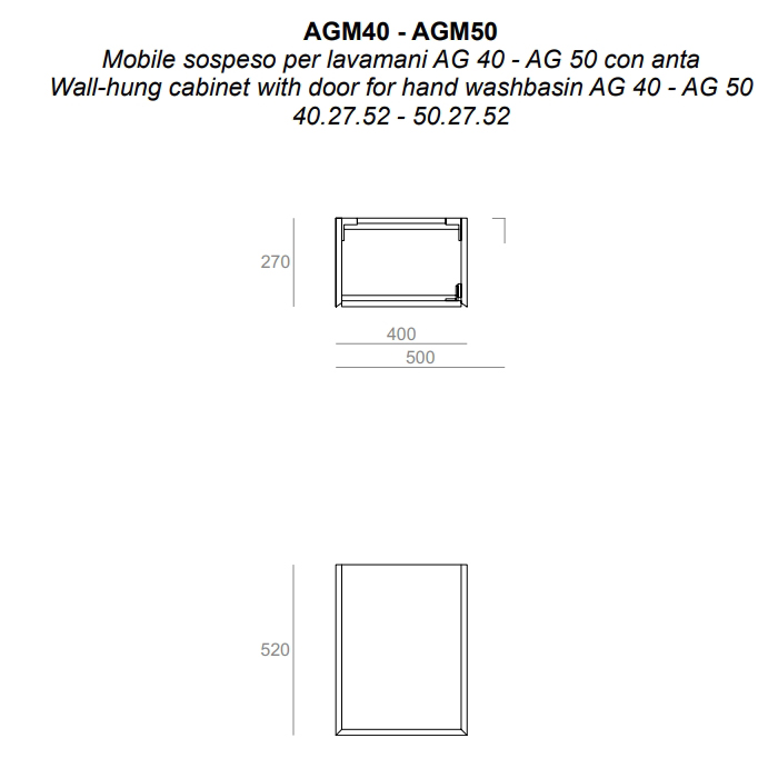  SIMAS AGILE Тумба подвесная 40x27xh51 см, для раковины AG40., 1 дверца, цвет: BARRIQUE
