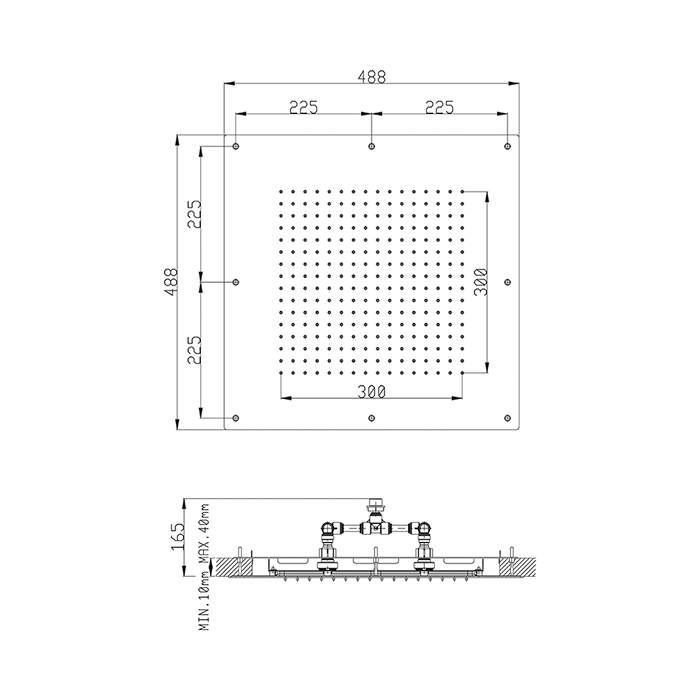 Cisal Hi-Rise Верхний душ квадратный 50х50 см, цвет: золото