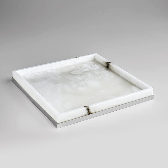 3SC Baster Round Лоток 25.5х2.5х25.5 см., настольный, цвет: алебастр/хром