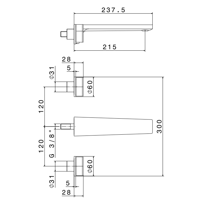 Newform ParkLE Смеситель для раковины, настенный, без донного клапана, цвет: хром/черный матовый