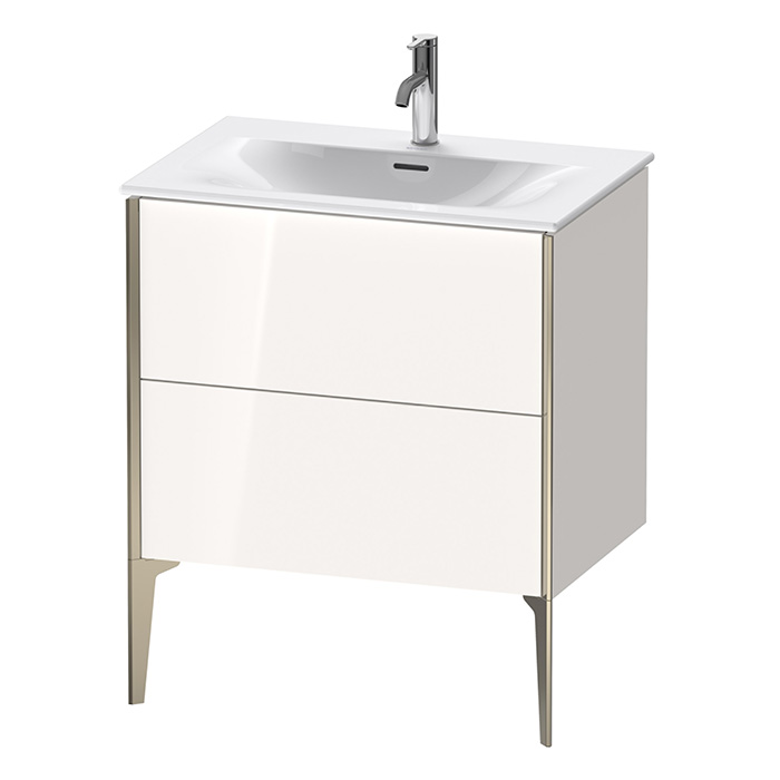 Duravit XViu Тумба подвесная 71x48x59.1см, с раковиной, 2 ящика, цвет: белый глянцевый/champagne matt