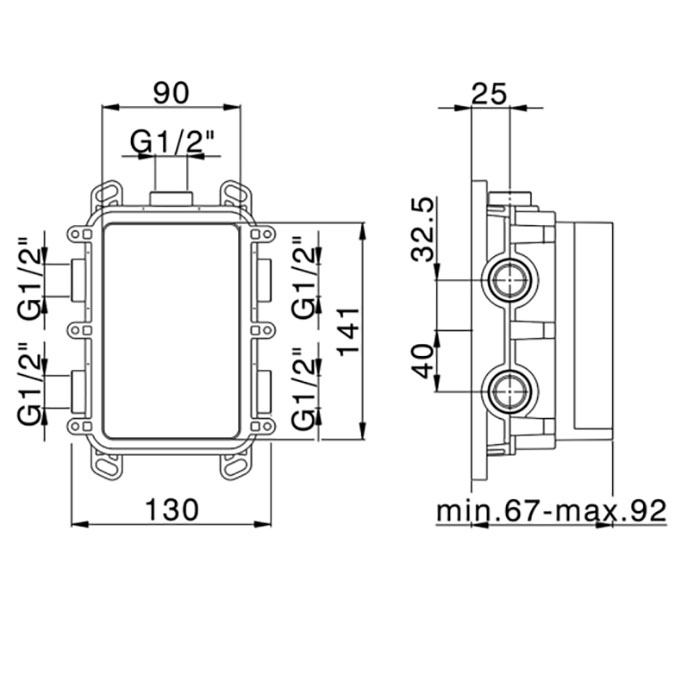 Cisal Vita  Монтажная коробка для встраивания для термостатических или однорычажных 1,2 или 3 выходов 