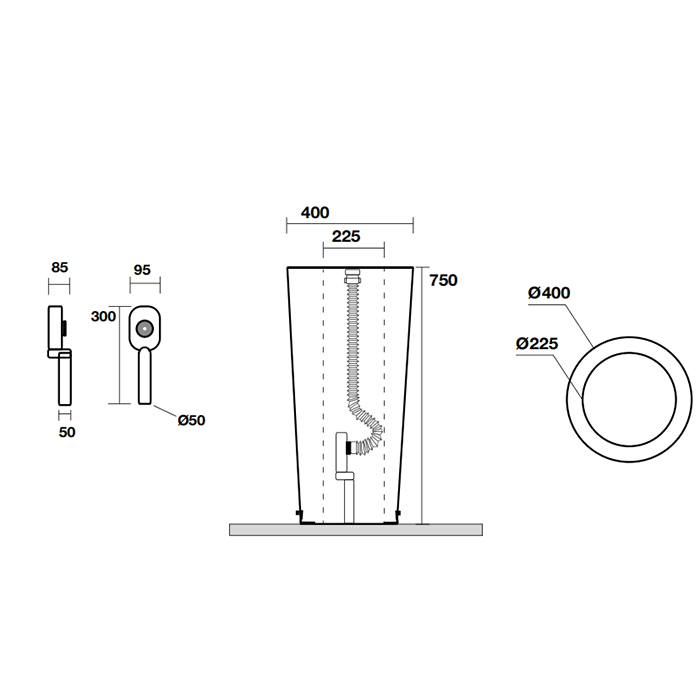Kerasan Oke Колонна для раковины, слив в пол, цвет: белый глянцевый