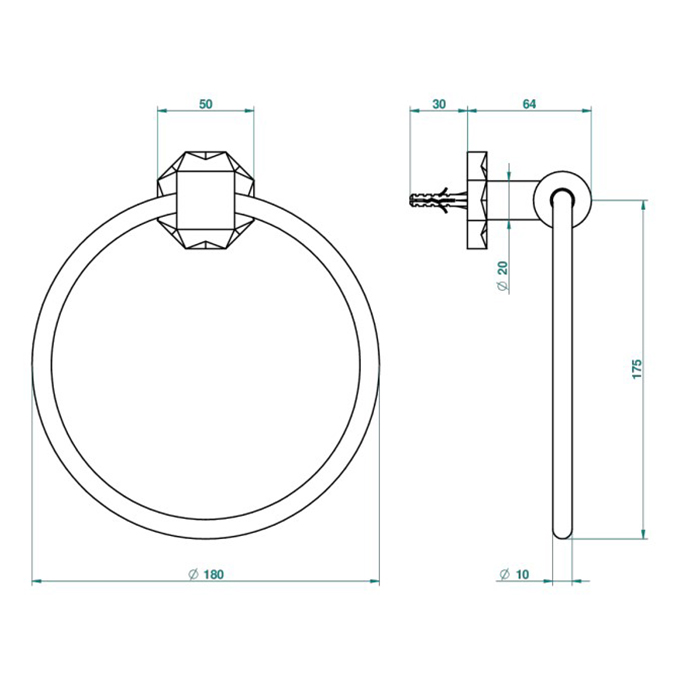 THG Nihal Porcelaine Ivoire Полотенцедержатель-кольцо  18см., подвесной, цвет: Soft gold