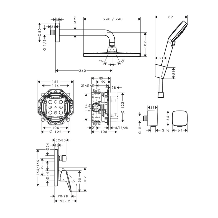 Hansgrohe Crometta E/Logis Душевой комплект с однорычажным смесителем Logis, цвет: хром 