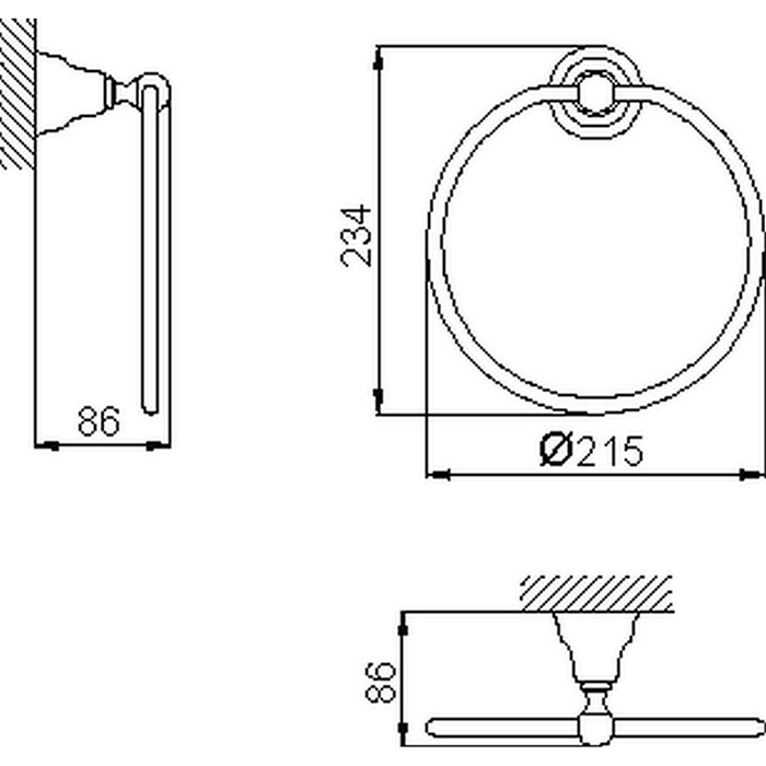 HUBER Croisette Полотенцедержатель - кольцо D21.5см, цвет: никель матовый