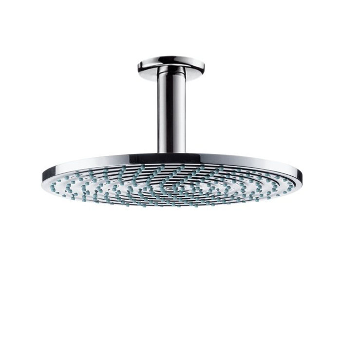 Hansgrohe Raindance Air Верхний душ, с потолочным подсоединением, экстра широкая душевая струя, с технологией AIR, защита от загрязнений QuickClean, с потолочным подсоединением 100 мм, с защитой от люфта, цвет: хром