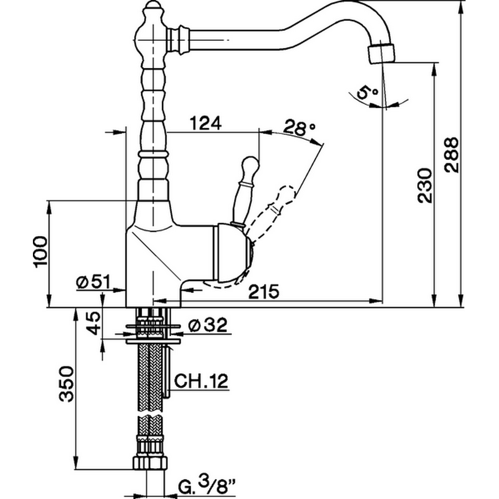 CISAL Arcana Royal Смеситель для кухни на 1 отверстие, цвет: золото